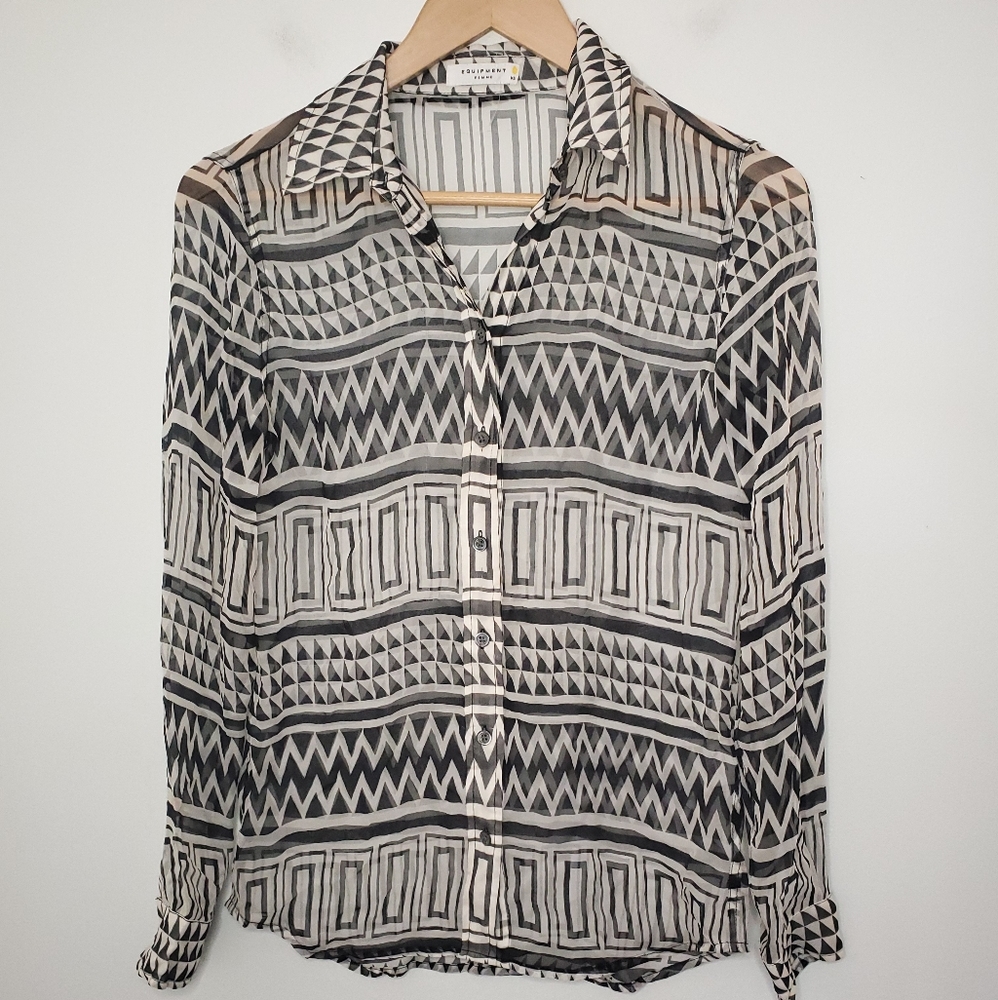 Equipment Femme Silk Geometric Print Blouse XS - Picture 1 of 4